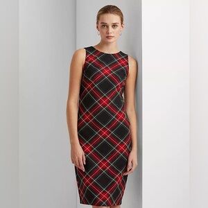 Lauren Ralph Lauren Women's Tartan Crepe Sleeveless Dress